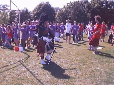 Queen's Bands bagpipers