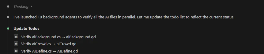 Ten Claude agents running simultaneously